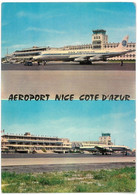 CP NICE - L'Aéroport NICE COTE D'AZUR - Multi Vues - 2 Vues - ( PAN AMERICAN - AIR FRANCE ) - Transport Aérien - Aéroport