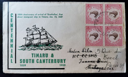 ENVELOPPE DOCUMENT PHILATELIQUE CENTENNIAL TIMARU SOUTH CANTERBURY -1959 - Plaatfouten En Curiosa