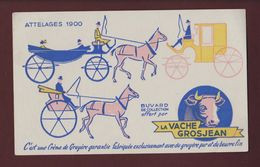 BUVARD - LA VACHE GROSJEAN . Crème De Gruyère - Série : Attelages 1900  - 2 Scannes. - Produits Laitiers