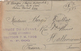Armée Du Levant - Service Automobile Section T.M.1306  S.P. 600 - 1921 - Covers & Documents