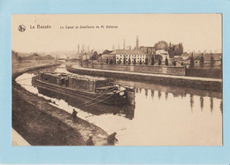 CPA - 59 LA BASSEE - CANAL ET DISTILLERIE - BATTELLERIE PENICHE / CHARGEMENT DE BOIS - Conde Sur Escaut