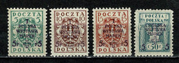 Polska 1919 Yv. 201/03*, 205*  Mi 118/20*, 122*,  MH - Unused Stamps