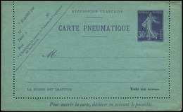 FRANCE Entiers Postaux N - CLPP3 (16 Lignes Sans Date), Carte Pneumatique 30c. Semeuse Violet - Cote: 80 - Non Classés