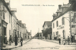 Villefranche D'allier * La Rue De Montluçon * Hôtel Du Commerce * Villageois - Autres & Non Classés