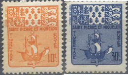 659485 MNH SAN PEDRO Y MIQUELON 1947 ESCUDO DE ARMAS - Used Stamps
