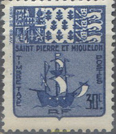 659486 MNH SAN PEDRO Y MIQUELON 1947 ESCUDO DE ARMAS - Oblitérés