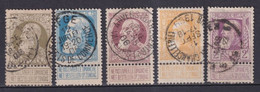 BELGIQUE - 1905 - YVERT N° 75/77+79/80 OBLITERES - COTE = 42 EUR. - 1905 Barbas Largas