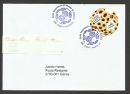 Portugal Mondial Football Afrique Du Sud 2010 Timbre Ronde FDC Voyagé Soccer World Cup South Africa Round Used FDC - 2010 – Sud Africa