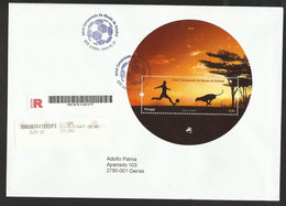 Portugal Mondial Football Afrique Du Sud 2010 Bloc Ronde FDC Recommandée Soccer World Cup South Africa S/s Reg FDC - 2010 – África Del Sur