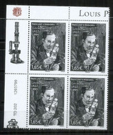 Louis Pasteur, Né En 1822 (200 Ième Anniversaire De Sa Naissance). Bloc De 4 Bord De Feuille  Neuf ** 2022 - Unused Stamps