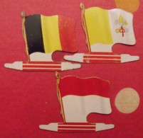 3 Plaquettes Drapeaux L'Alsacienne Drapeaurama Belgique Vatican  Monaco ... Drapeau. Lot 14 - Placas En Aluminio (desde 1961)