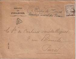 Lettre 1915 Taxe Simple Ministère Des Finances, Douanes - 1859-1959 Storia Postale