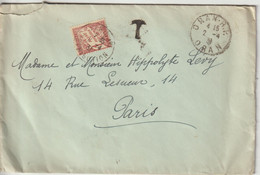 Lettre 1931 D'Oran Pour Paris Avec Taxe Pour Absence De Timbre - 1859-1959 Brieven & Documenten