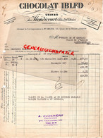 62- MONDICOURT- 75- PARIS- FACTURE CHOCOLAT IBLED- 55 QUAI DE LA SEINE- 1934  CHOCOLATERIE- - 1900 – 1949