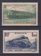 1937 - YVERT N°339/340 ** MNH - COTE = 20 EUR. - TRAINS - Nuevos