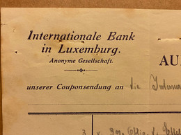 Facture Ancienne BANQUE INTERNATIONALE Luxembourg 1942 Banque BIL Bank Luxemburg  WW2  2. Weltkrieg - Lussemburgo