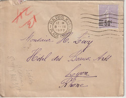 France Lettre 1927 De Paris XVI Pour Lyon Avec 223 Seul Sur Lettre - 1921-1960: Modern Tijdperk