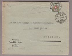 CH Portofreiheit Zu#9 10Rp. GR#831 Brief 1926-02-10 Zürich13 Frauenklinik - Franchigia