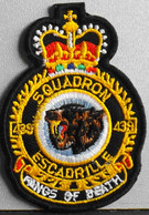 BEL ECUSSON En TISSU BRODE - SQUADRON, Escadrille 439, Fanos Of Death, Loup Gueule Ouverte, Couronne - TRES BON ETAT - Ecussons Tissu