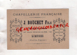 87- LIMOGES- CARTE PUB J. BOUCHET FILS CHAPELLERIE -CHAPEAUX 38 PLACE MOTHE-10 RUE PENNEVAIRE-TRES BEAU DASSIN CRAYON - Kleding & Textiel