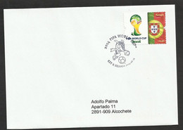 Portugal Mondial Football Brèsil Brasil Drapeau 2014 FDC Azores Voyagé Soccer FIFA World Cup Brazil Flag FDC Açores - 2014 – Brazil