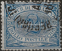 SM12U - San Marino 1892/94, Sassone Nr. 12, 2 Cent. Azzurro - Usati