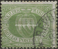 SM18U - San Marino 1892/94, Sassone Nr. 18, 45 Cent. Verde Oliva - Gebraucht