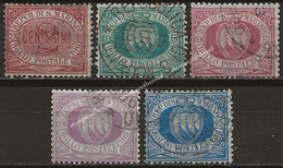 SM26-30U - San Marino 1894/99, Sassone Nr. 26-30, Serie Completa Di 5 Francobolli Usati - Gebraucht