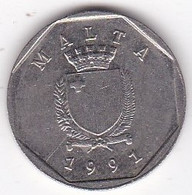 Malte 5 Cents 1991 , Cupronickel, KM# 95 - Malte