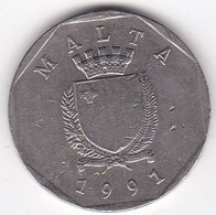 Malte 50 Cents 1991 , Position B, Cupronickel, KM# 98 - Malta