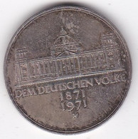 Allemagne 5 Mark 1971 G (KARLSRUHE), 100 Ans Du Deuxième Reich, En Argent, KM# 128 - 5 Mark