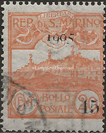 SM46U1 - San Marino 1905, Sassone Nr. 46, 15 Su 20 Cent. Arancio, Usato Per Posta - Usati