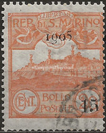 SM46U2 - San Marino 1905, Sassone Nr. 46, 15 Su 20 Cent. Arancio, Usato Per Posta - Gebraucht
