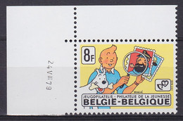 Belgique - N°1944 ** Tintin - Philatélie De La Jeunesse 1979 Coin Daté - Coins Datés