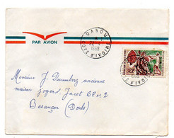 Côte D'Ivoire-1968- Lettre DABOU  Pour Besançon-25-tp Cueillette Noix Palmiste.  Seul Sur Lettre. .cachet - Ivory Coast (1960-...)