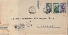 A119. Montevecchio. 1951. Modulo Raccomandato A.R. Da MONTEVECCHIO (CAGLIARI) A Sanluri, Con Italia Al Lavoro - 1946-60: Marcophilie