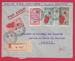 MADAGASCAR TANANARIVE 1937 PAR AVION RECOMMANDE POUR PARIS LETTRE COVER - Cartas & Documentos