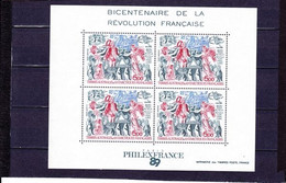 P.A  BICENTENAIRE RéVOLUTION FRANçAISE BLOC DE 4  5F VERT-NOIR/BLEU/ROUGE NEUF ** N° 108 YVERT ET TELLIER 1989 - Verzamelingen & Reeksen