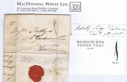 Ireland Dublin Balally Lodge 1828 Letter Re Half Notes MERRION ROW/PENNY POST And 10.O'CLOCK MN Timestamp - Voorfilatelie