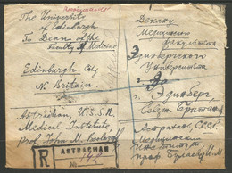 RUSSIA. 1935. ASTRAKHAN MEDICAL INSTITUTE REGISTERED COVER TO SCOTLAND. FROM A PROFESSOR BOOLAGOFF TO THE DEAN OF THE FA - Brieven En Documenten