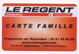 FRANCE CARTE CINEMA LE REGENT SAINT GAUDENS CARTE FAMILLE - Entradas De Cine