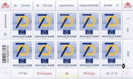 608730 MNH MONACO 2019 70 ANIVERSARIO DEL CONSEJO DE EUROPA - Other & Unclassified