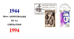 " 50 ANS DE LA LIBERATION / DE GAULLE " Sur Enveloppe Commémorative De 1994 Avec Flamme. Parfait état. - - WW2