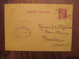 France 1934 St Etienne Flaviac Ardèche 07 Entier Cover Ww2 Voyagée - Standard Postcards & Stamped On Demand (before 1995)