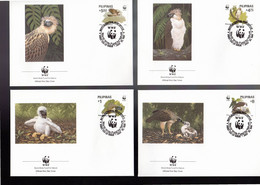 " AIGLES / WWF " Sur 4 Belles Enveloppes 1er Jour Des PHILIPPINES De 1991. FDC à Saisir ! - Águilas & Aves De Presa