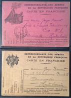 "AD WEICK ST DIÉ" 2 Carte FM Guerre 1914-18 Privée: Faisceau De Fusils+RARE Drapeaux(franchise Postale WW1 France Vosges - Guerre De 1914-18