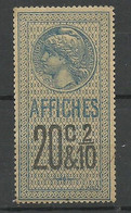 France   Fiscaux  Affiches N° 20  Neuf   *  *     B/TB      Voir Scans  Soldé ! ! ! - Unused Stamps