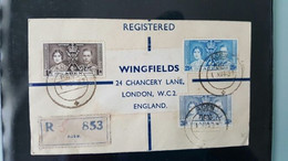 Aden 1937, Coronation Set On Registred Cover To London (Ref 42b) - Aden (1854-1963)