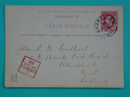 H29  BELGIQUE   BELLE CARTE ENTIER RR  1882 BRUSSELS A  KENT ENGLAND ++AFF .INTERESSANT - Altri & Non Classificati