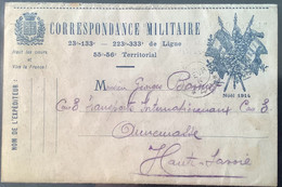 NOËL 1914 L’ OUVROIR JEANNE D’ ARC BOURG-EN-BRESSE Formulaire Lettre RARE FM Guerre 1914-18(franchise Postale Ain France - WW I